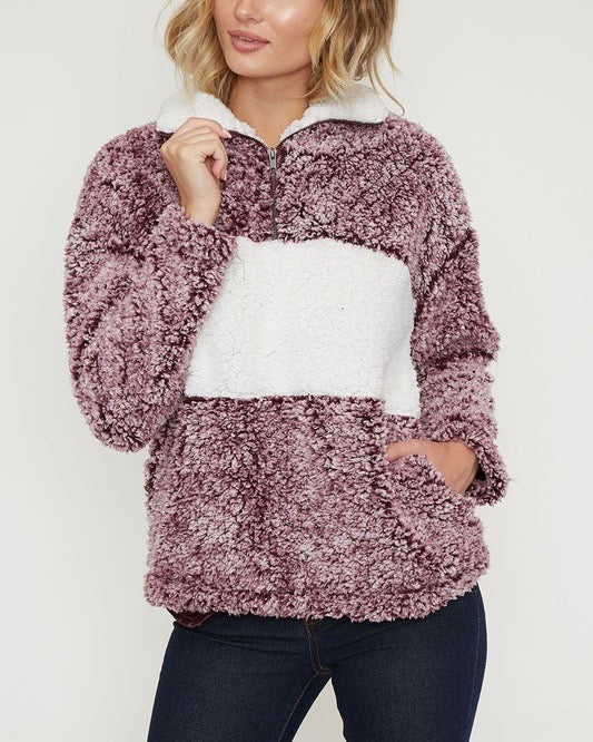 Burgundy store sherpa pullover