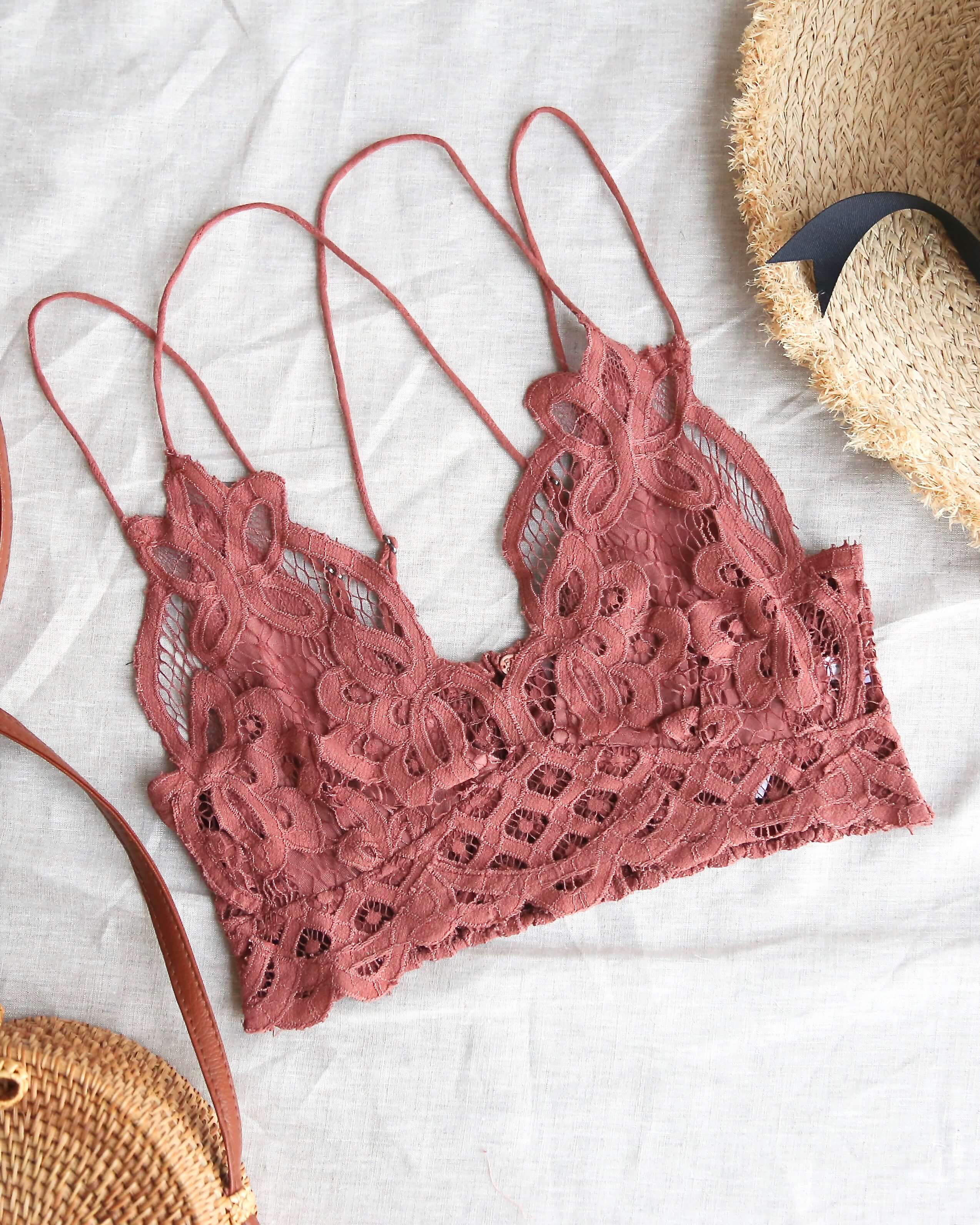 Abbie Crochet Lace Bralette with Contour Pad Fandango Pink S by