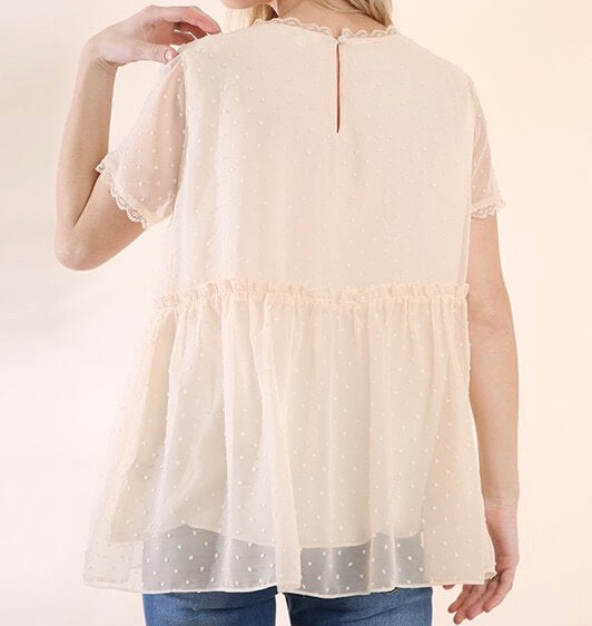 Without You Embroidered Lace Overlay Top - Cream