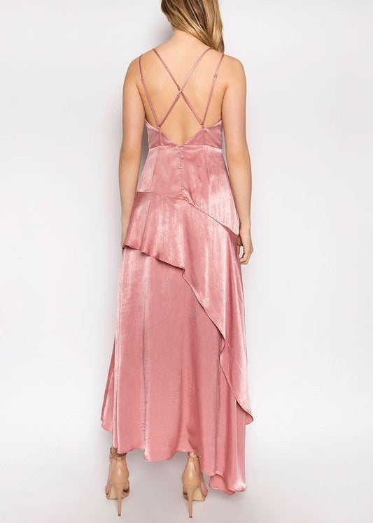 Olbia Asymmetric Maxi Dress in Mauve