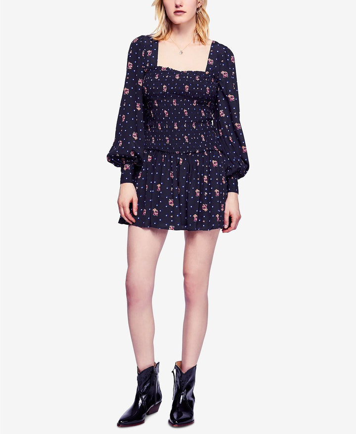 Free People - Two Faces Printed Mini Dress - Black