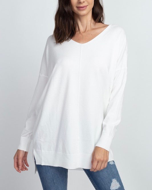 Dreamers - Front Seam V-Neck Sweater in More Colors