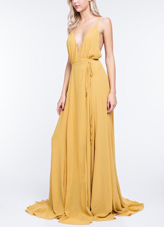 Honey Punch - Summer Affair Maxi Dress in Gold