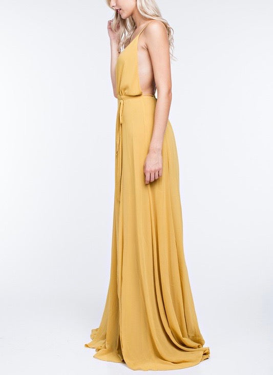 Honey Punch - Summer Affair Maxi Dress in Gold