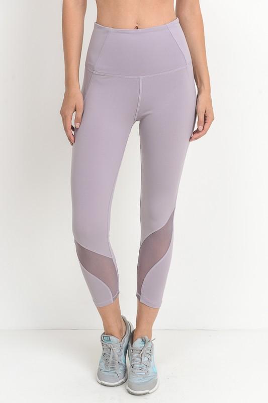 Final Sale - Active Hearts - Wave Mesh High Waist Sports Leggings in Lavender