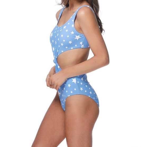 Seeing Stars - Front Knot One Piece Bikini - Blue