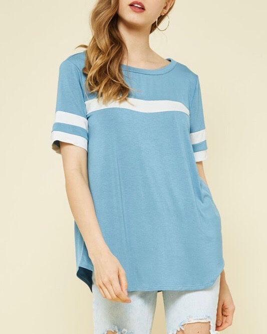 Final Sale - Stripe Modal Tee - Blue/Cream