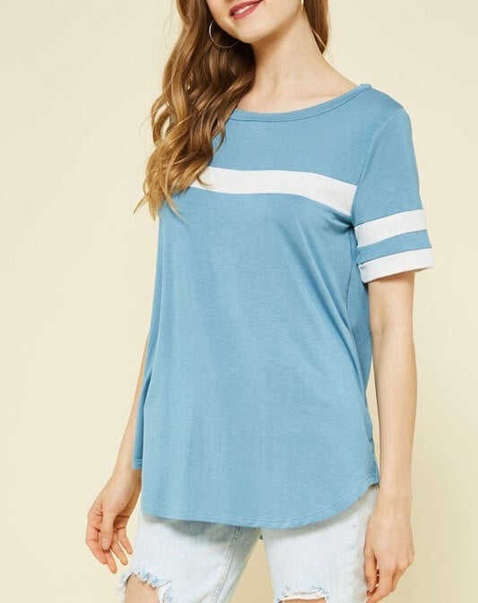 Final Sale - Stripe Modal Tee - Blue/Cream