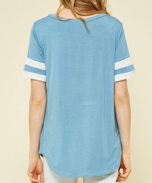 Final Sale - Stripe Modal Tee - Blue/Cream