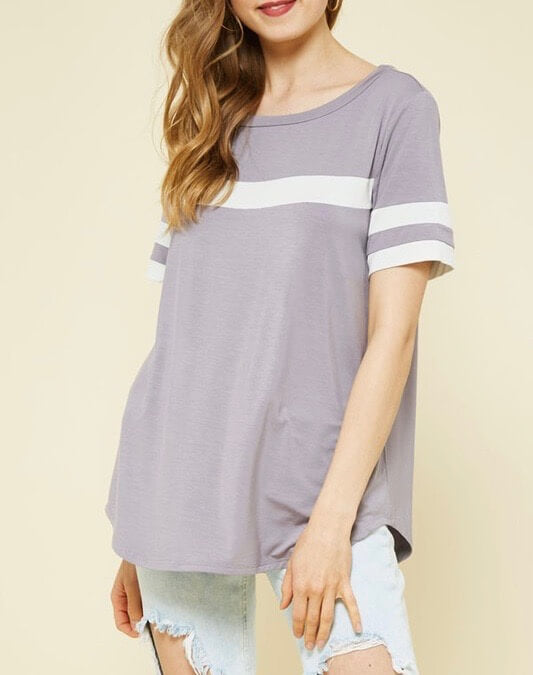 Final Sale - Stripe Modal Tee - Lavender/Cream