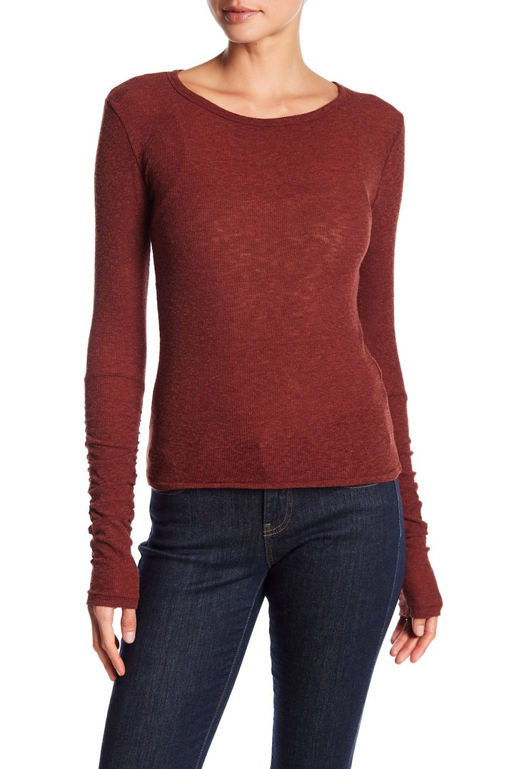 Free People Boundary Long Sleeve Layering Tee - chestnut