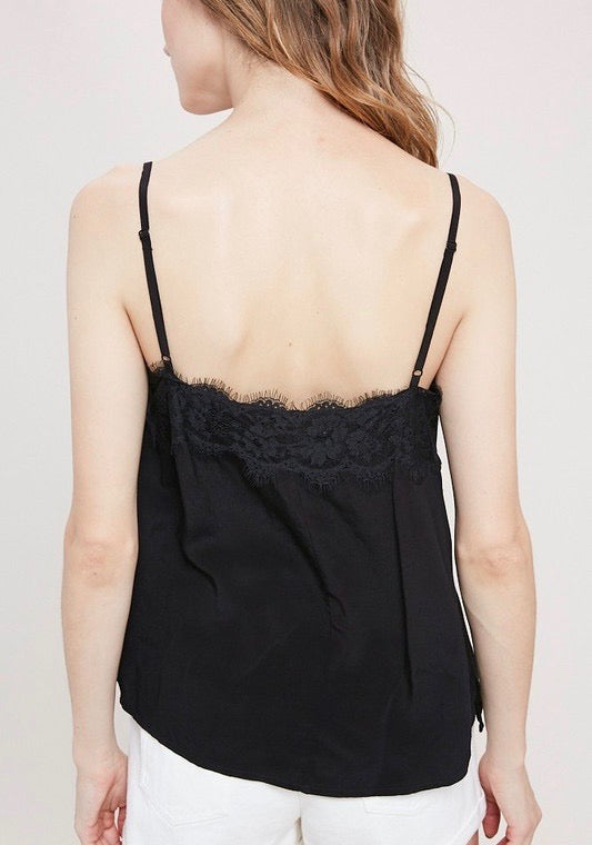 Spaghetti Strap Lace Detailed Camisole in Black