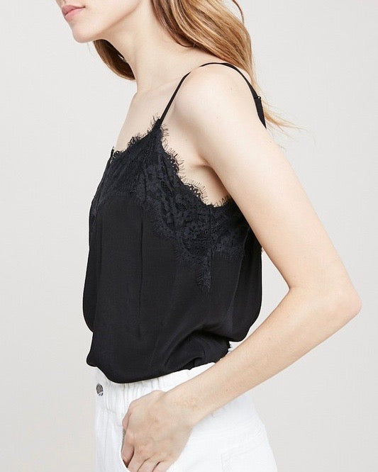 Spaghetti Strap Lace Detailed Camisole in Black