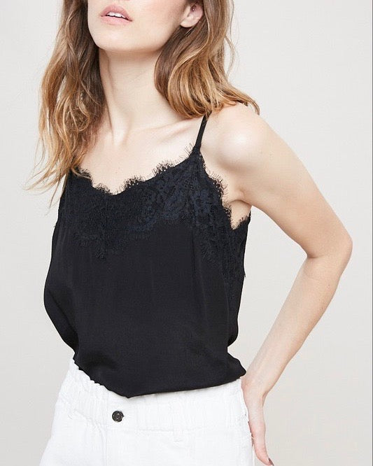 Spaghetti Strap Lace Detailed Camisole in Black