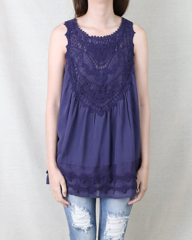 Angel Sleeveless Lace Flowy Top -  More Colors