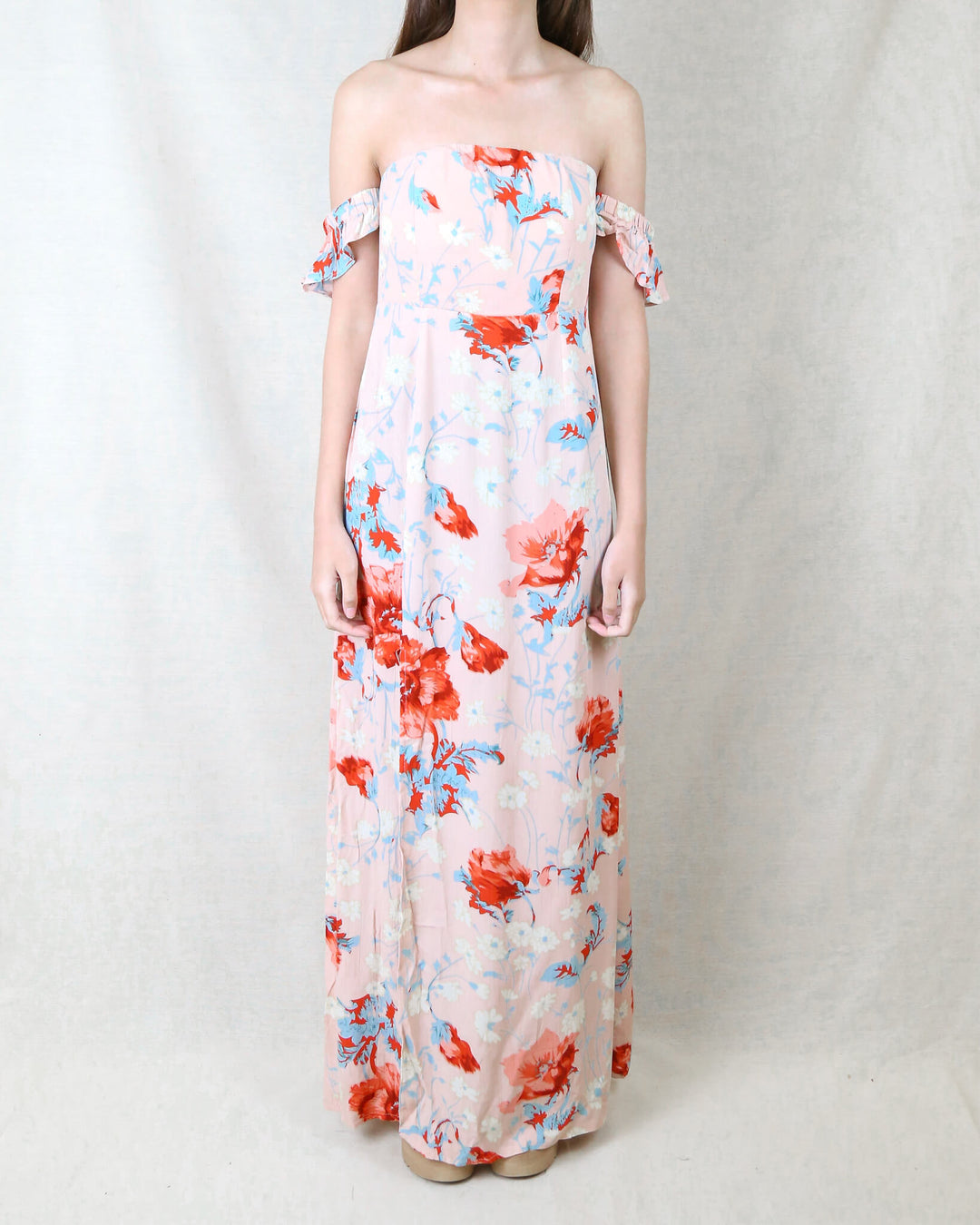 Annabelle - Floral Maxi Dress - Beige