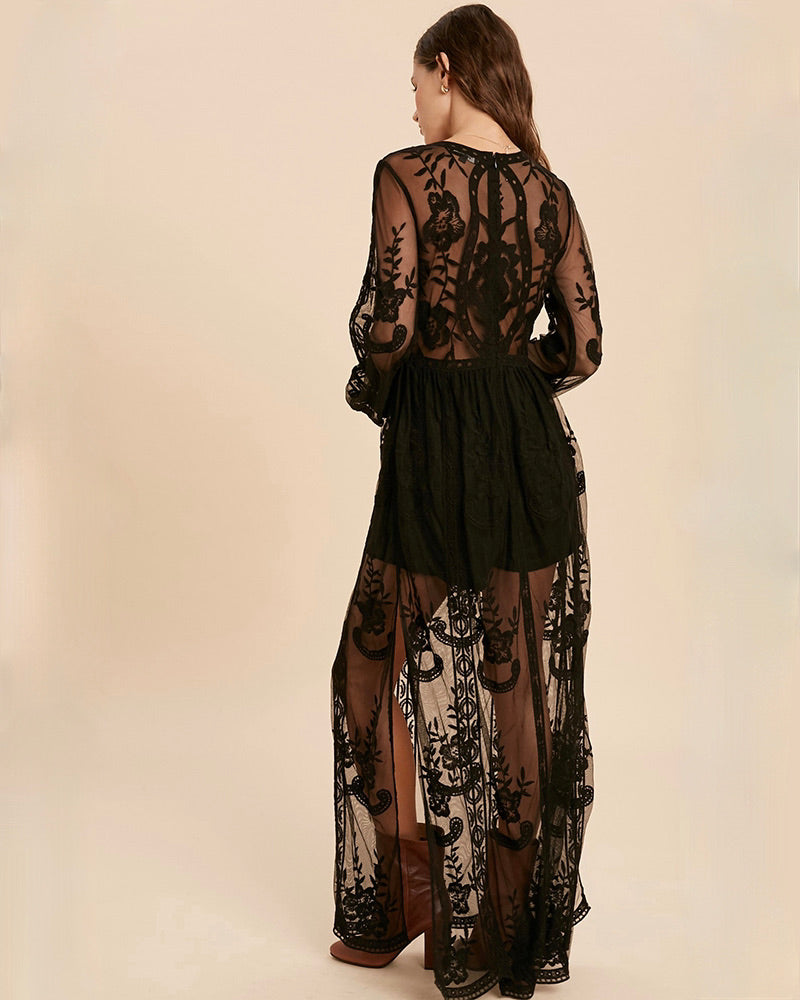As You Wish Balloon Long Sleeve Embroidered Maxi Dress in More Colors –  Shop Hearts