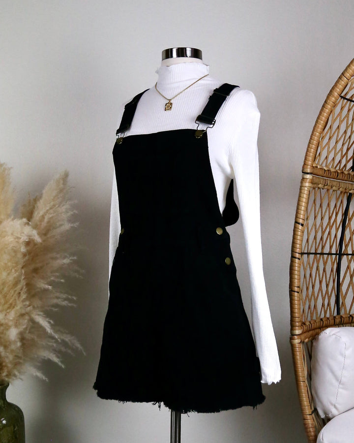 Black Denim Bib Overall Dress