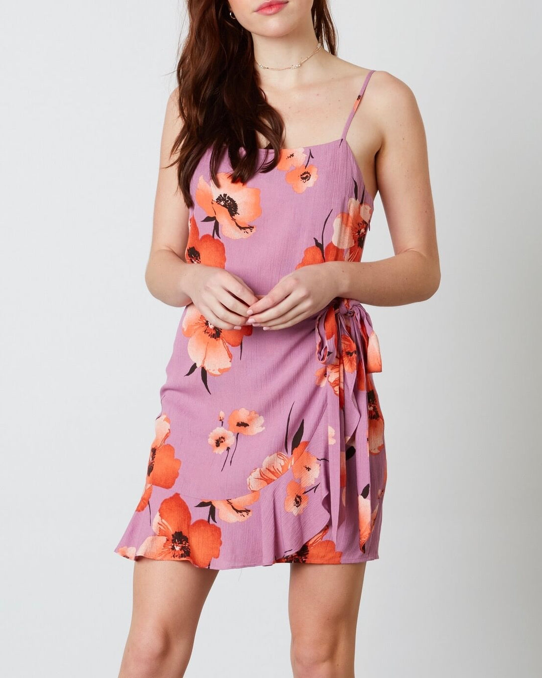 Cotton Candy LA - Paloma Mini Ruffle Dress - Floral/Orchid