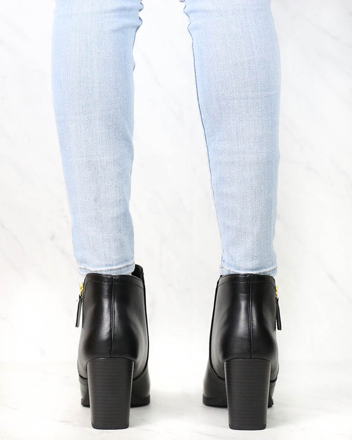 Casual Block Heel Ankle Bootie - more colors