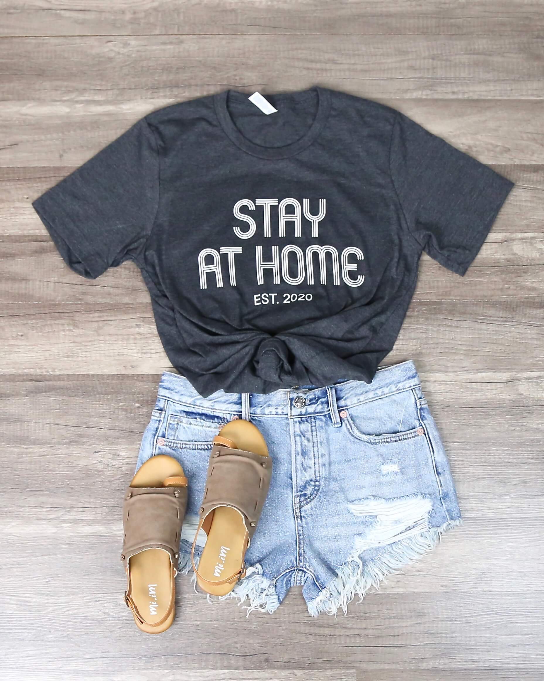 Distracted - Stay At Home Graphic Tee in Dark Charcoal Grey – Shop Hearts