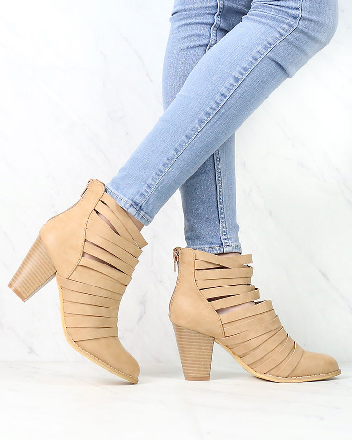 Eve Strappy Stacked Chunky Ankle Booties in More Colors