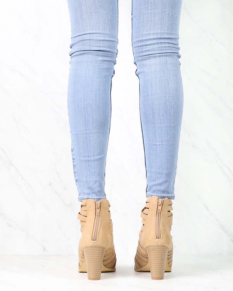 Eve Strappy Stacked Chunky Ankle Booties in More Colors