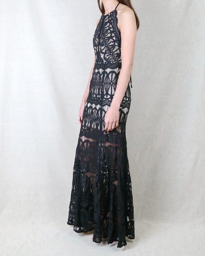 Everlasting Moments Fishtail Maxi Dress in Black