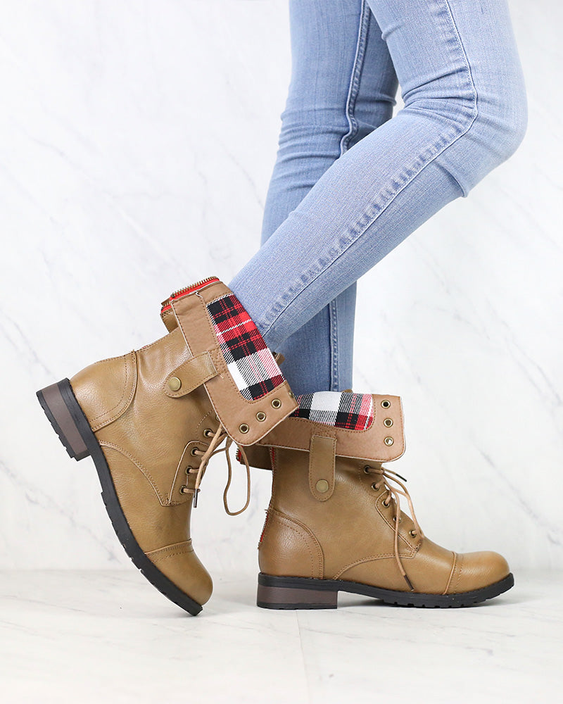 Final Sale - Adjustable Classic Combat Boots in Taupe