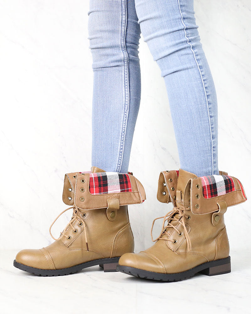 Final Sale - Adjustable Classic Combat Boots in Taupe