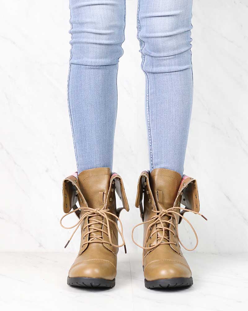 Final Sale - Adjustable Classic Combat Boots in Taupe