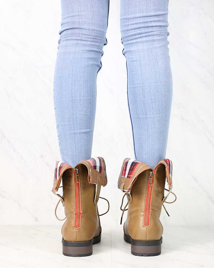 Final Sale - Adjustable Classic Combat Boots in Taupe