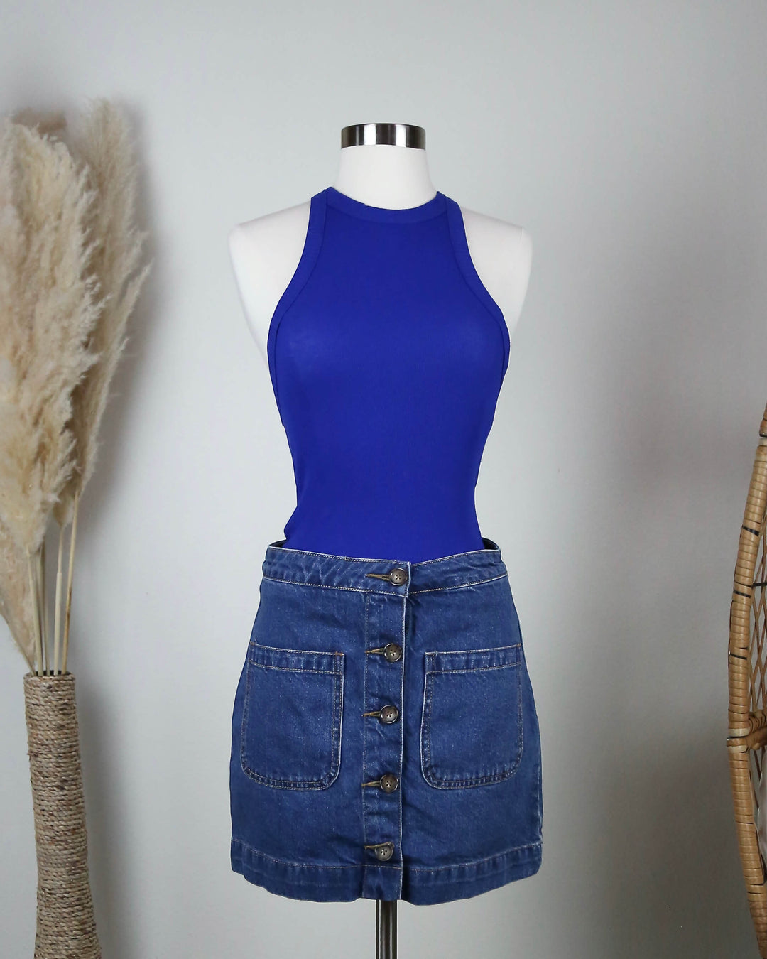 ribbed - tank top - crop top - racerback - free people - sapphire