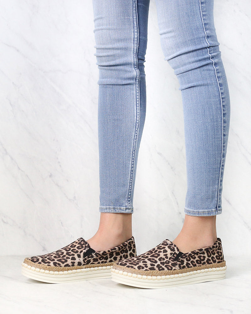 Going Somewhere Leopard Print Slip On Sneakers