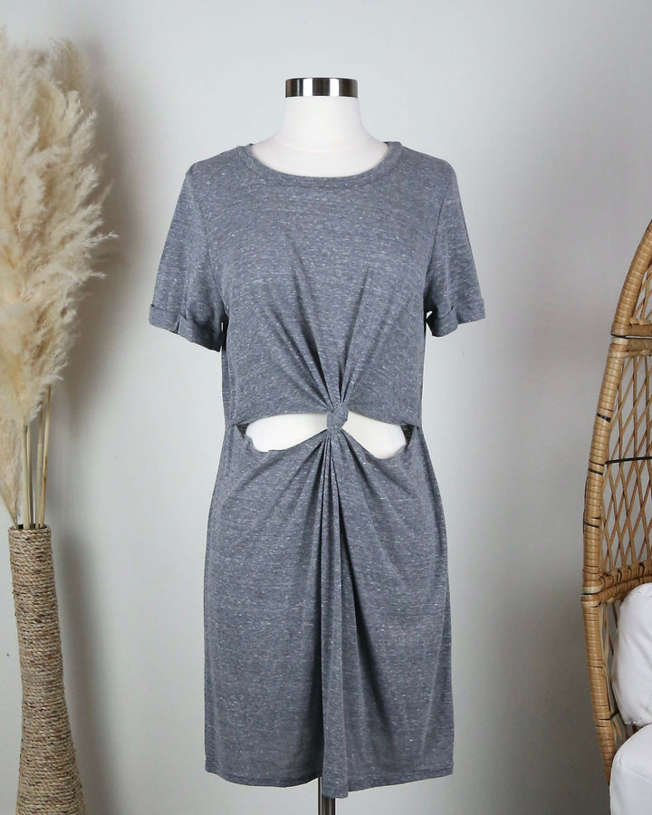 Honey Punch - Knot It Front Knot T-Shirt Dress in More Colors