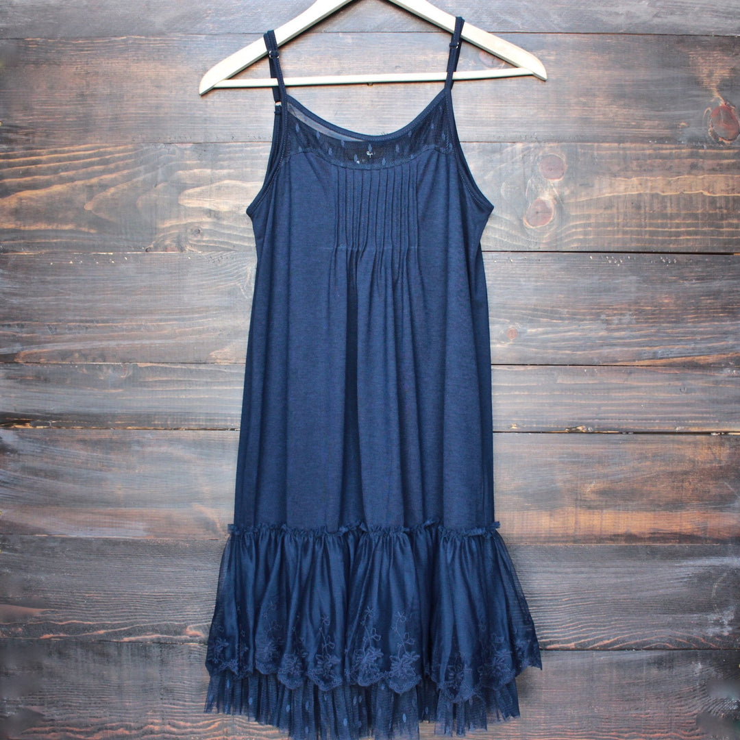 Ryu whimsical fairytale lace dress slip - navy - shophearts