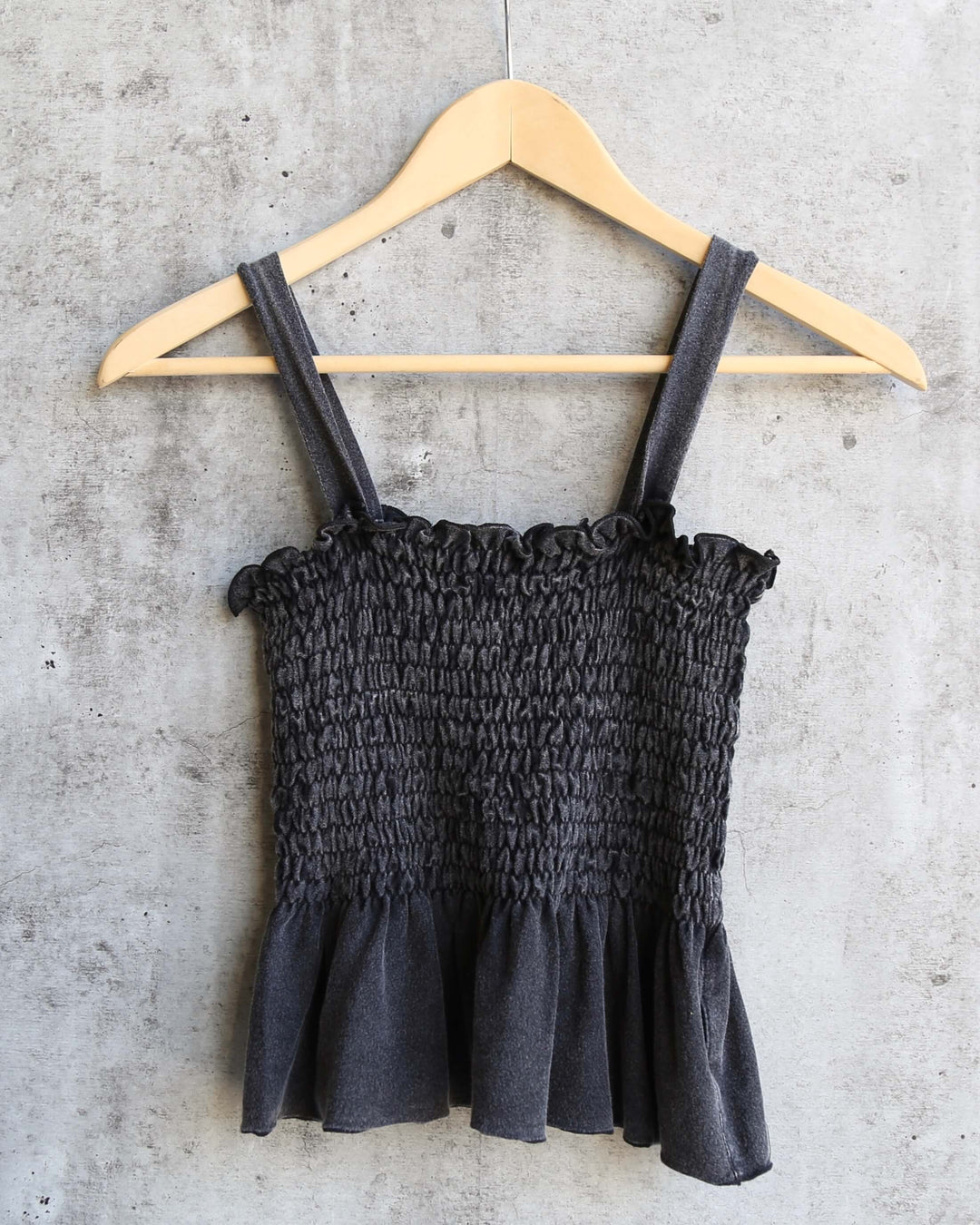 Dreamers - Smock Tank Top in Black Wash