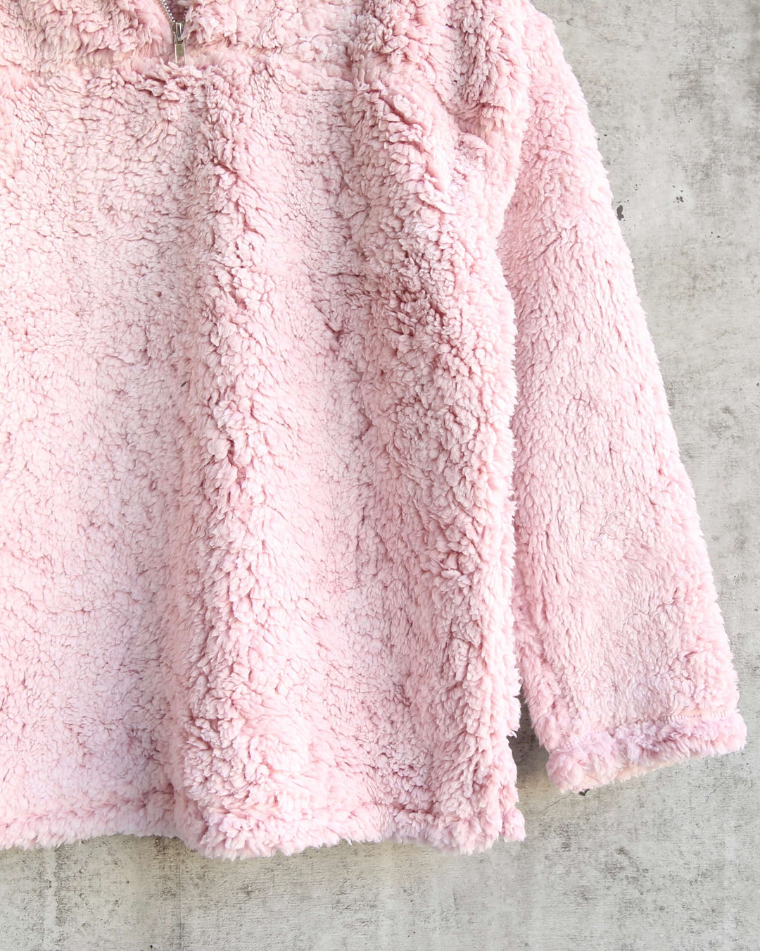 Two Tone Sherpa Half-Zip Pullover - Blush