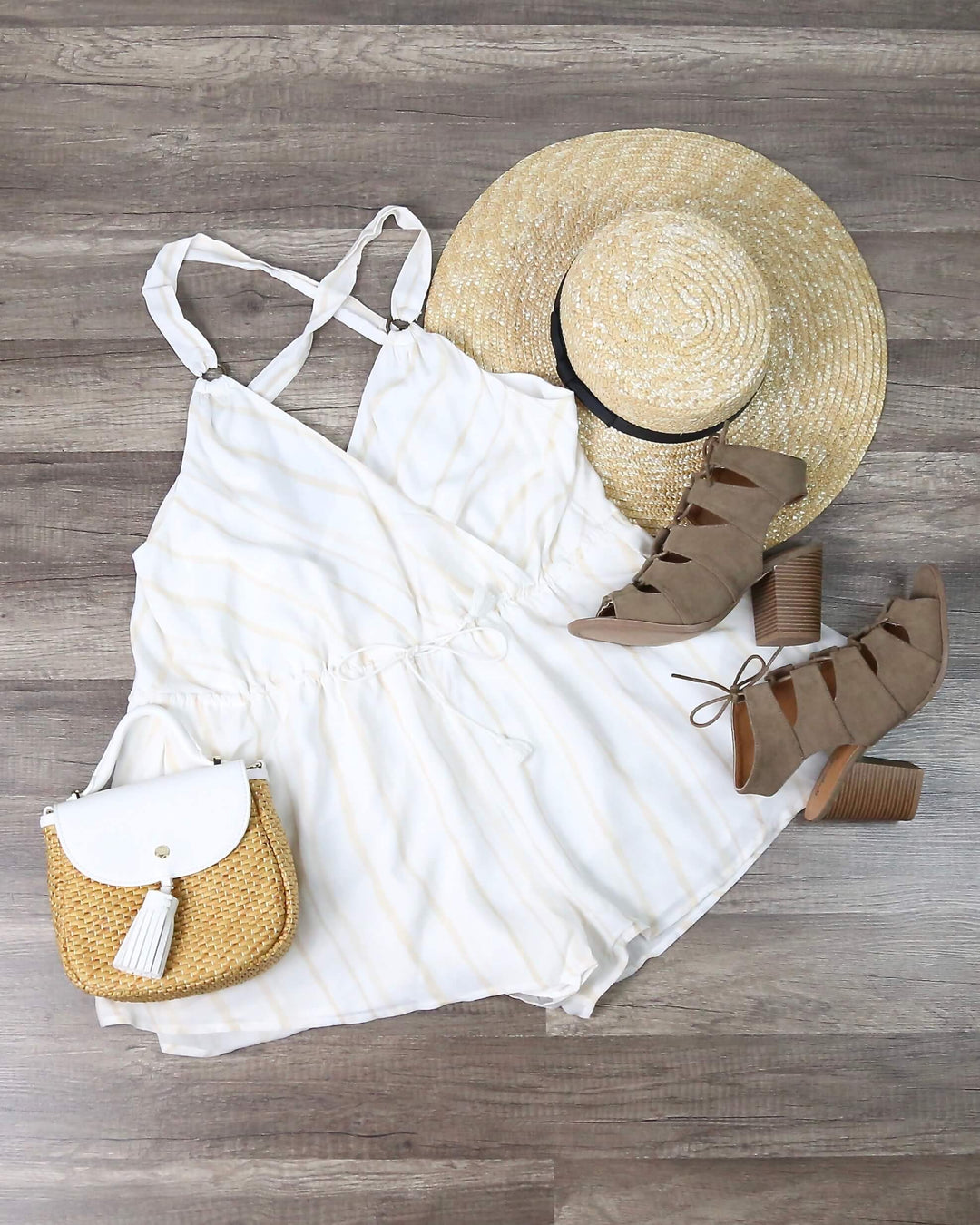 The Jetset Diaries - El Dorado Tan Striped Romper