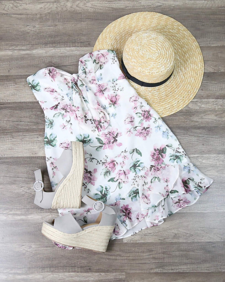 Pastel Floral Strapless Dress