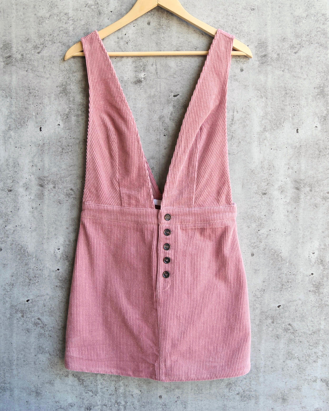 Final Sale - Honey Belle - Overall Corduroy Dress in Pink