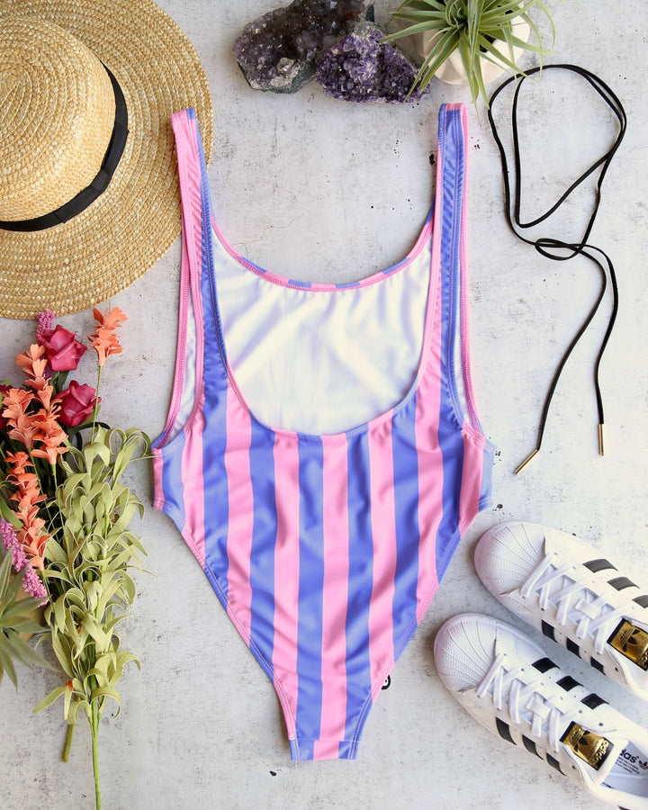 Motel - Goddess One Piece Bikini in Fairground Stripe