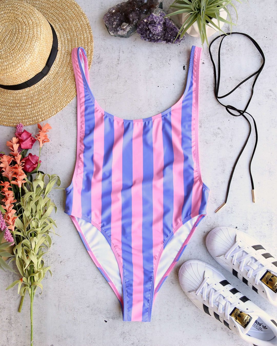 Motel - Goddess One Piece Bikini in Fairground Stripe