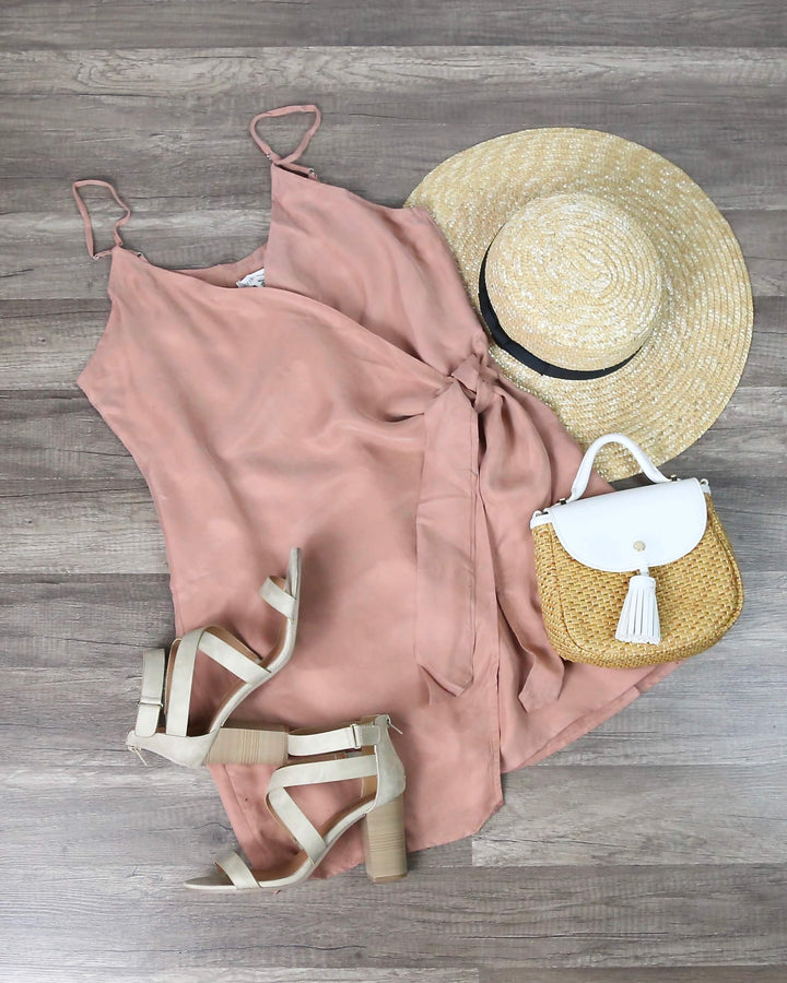 Final Sale - Cotton Candy LA Breathe Wrap Dress - Dusty Peach