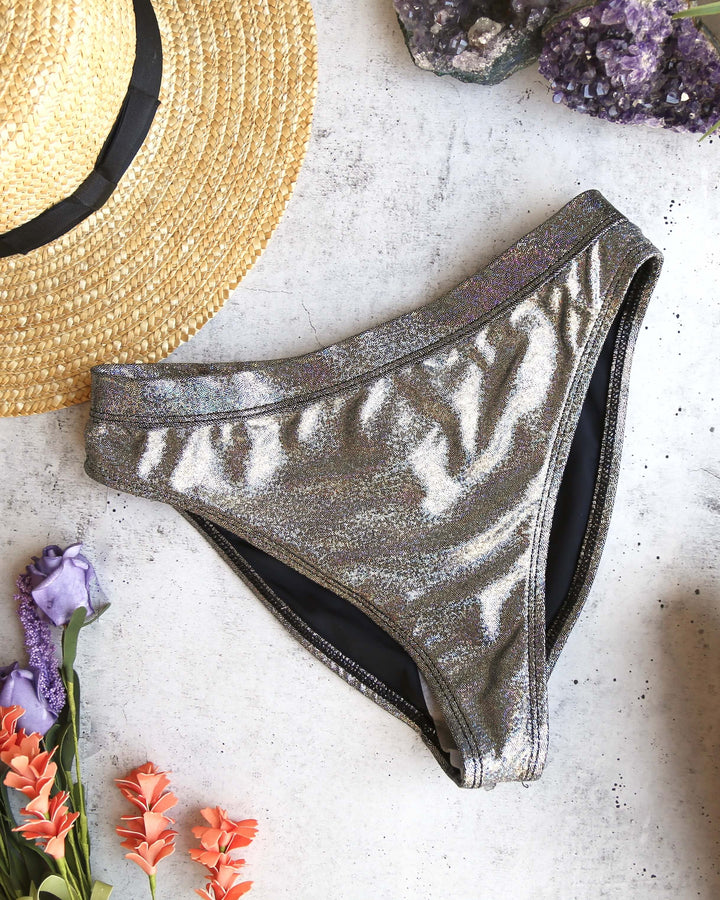 Olivia Metallic Banded High Waist High Cut Cheeky Bottoms in More Colors