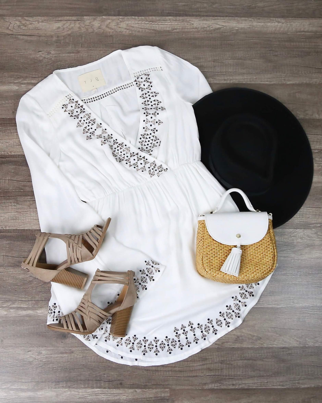 The Jetset Diaries - Aztec Mini Dress in Ivory