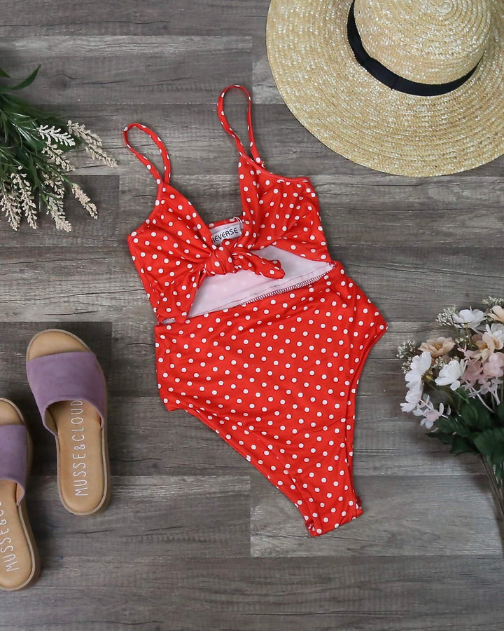 Final Sale - Reverse - Polka Dot One Piece Swim in Red/White