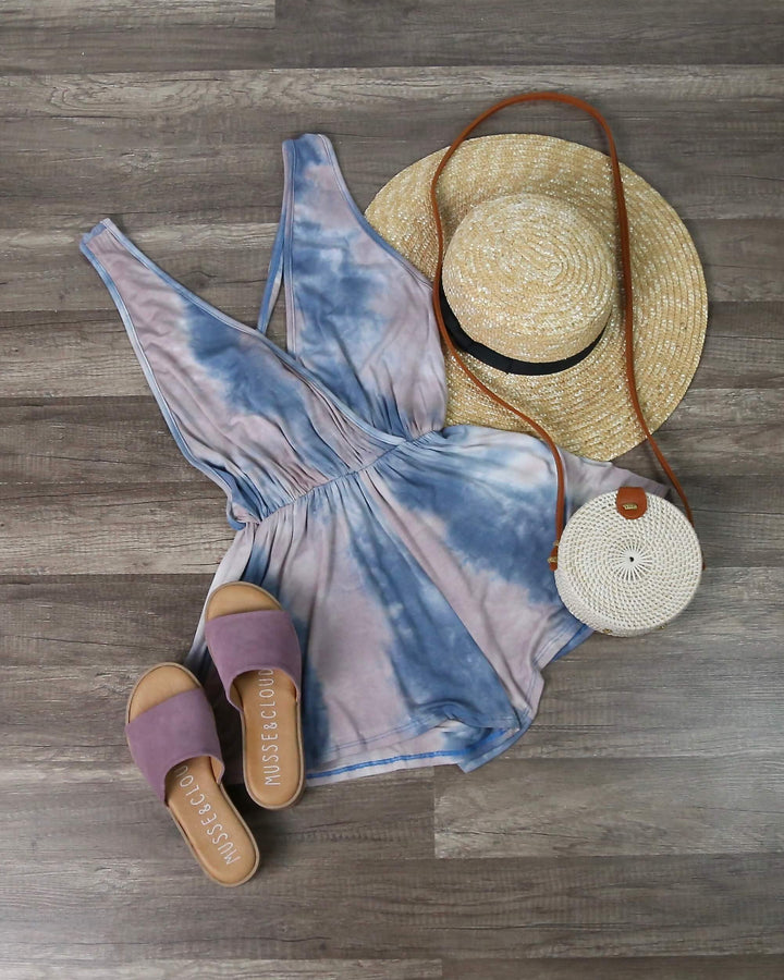 Beach Day Sleeveless Tie Dye Romper