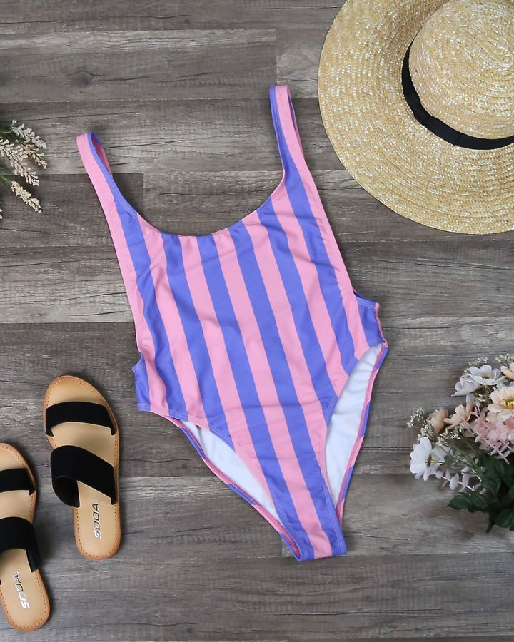 Motel - Goddess One Piece Bikini in Fairground Stripe