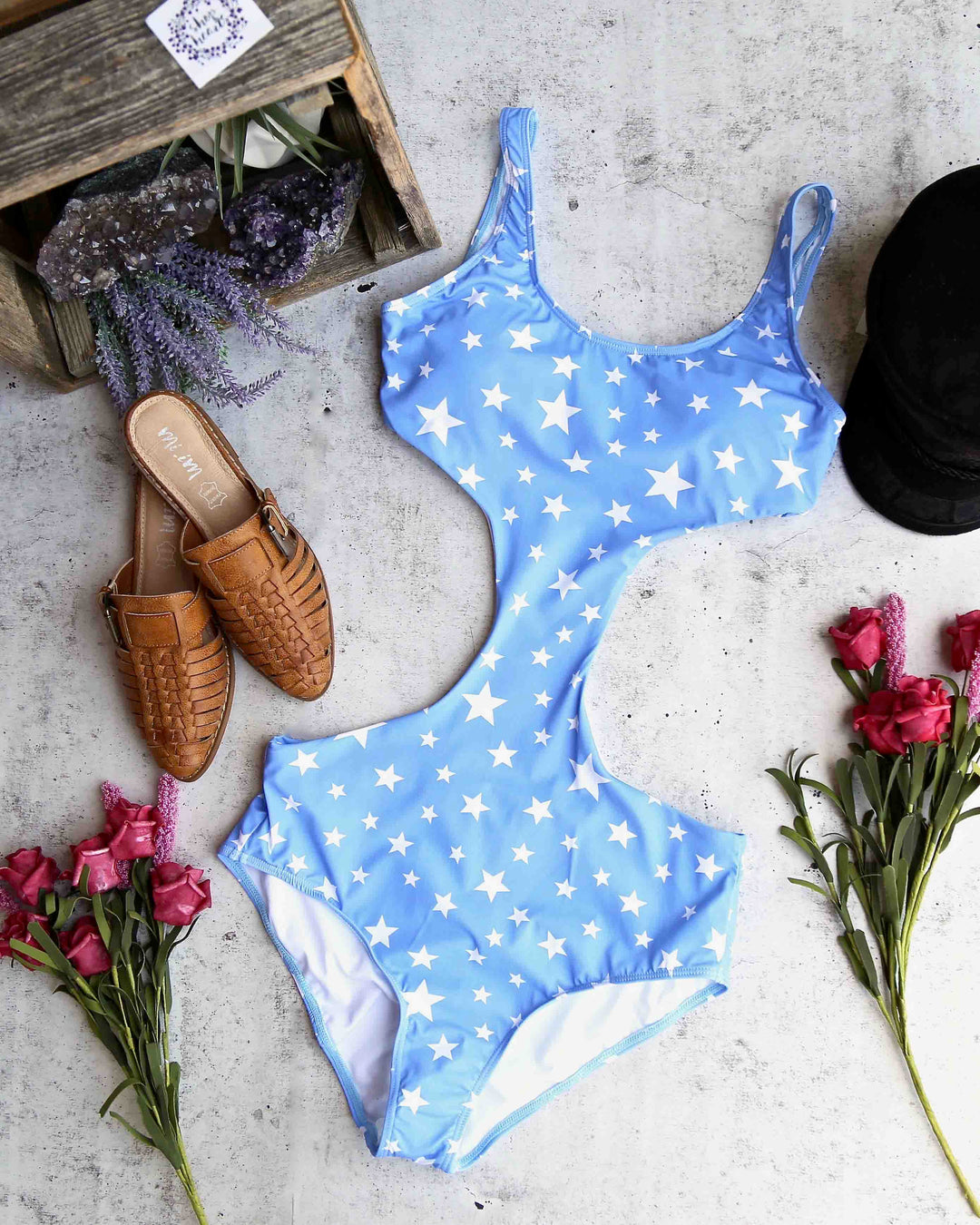 Seeing Stars - Front Knot One Piece Bikini - Blue